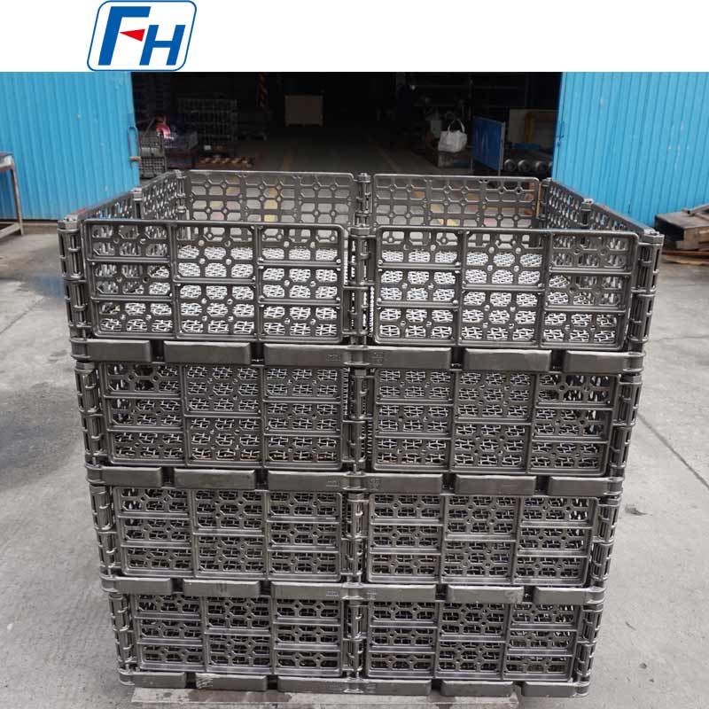 Hitzebeständige gestapelte Wärmebehandlungskörbe aus 1.4848 Stahl für den Einsatz in Rollenöfen